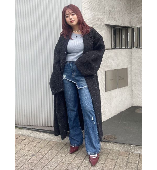 EVRIS「ラップデザインフレアデニムパンツ」|デニム|