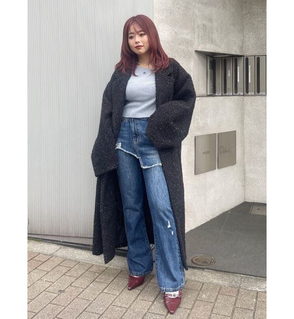 EVRIS「ラップデザインフレアデニムパンツ」|デニム|