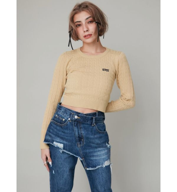 EVRIS「ラップデザインフレアデニムパンツ」|デニム|