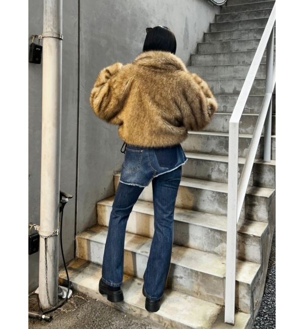 EVRIS「ラップデザインフレアデニムパンツ」|デニム|