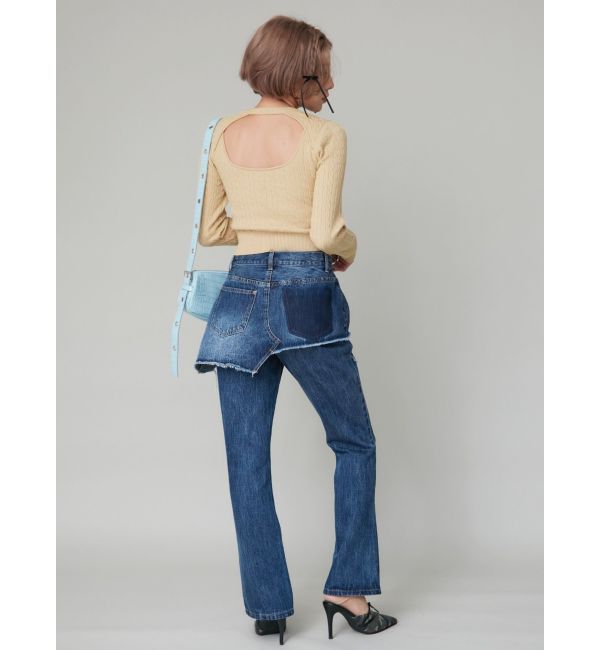 EVRIS「ラップデザインフレアデニムパンツ」|デニム|