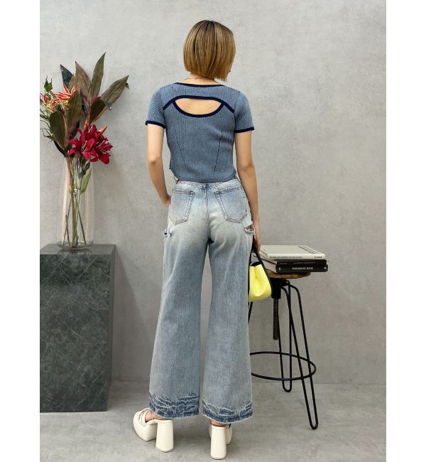 EVRIS「カットアウトワイドデニムパンツ」|デニム|