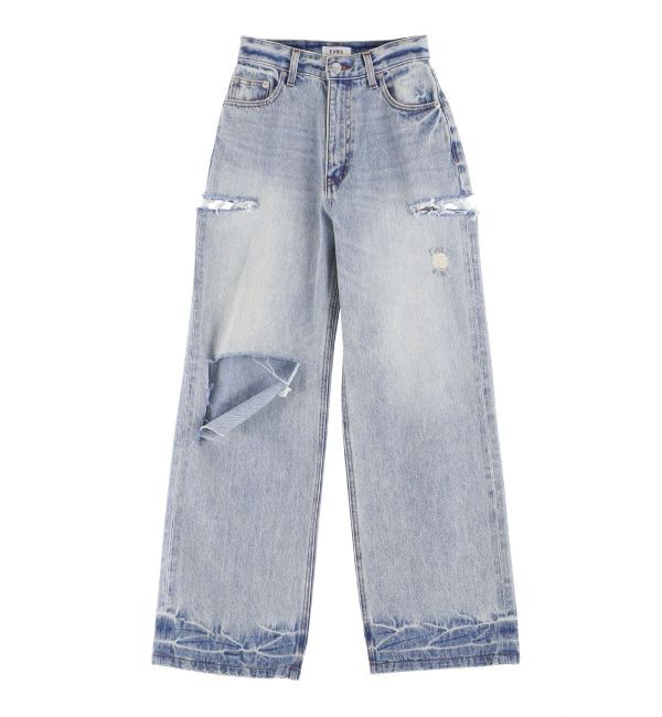 EVRIS「カットアウトワイドデニムパンツ」|デニム|