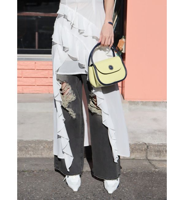 EVRIS「グランジダメージワイドデニムパンツ」|デニム|