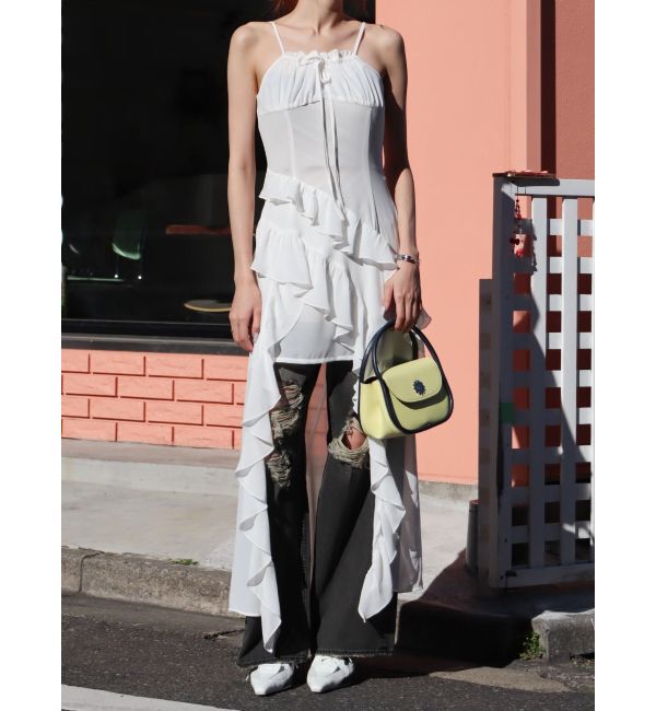 EVRIS「グランジダメージワイドデニムパンツ」|デニム|