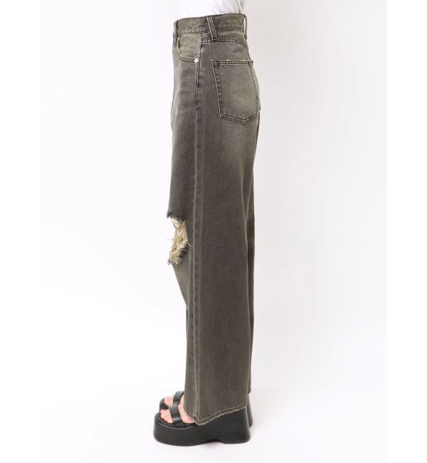 EVRIS「グランジダメージワイドデニムパンツ」|デニム|