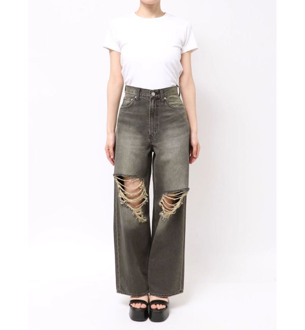 EVRIS「グランジダメージワイドデニムパンツ」|デニム|