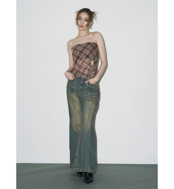 EVRIS「センターシームワイドフレアデニムパンツ」|デニム|