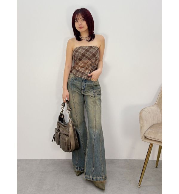 EVRIS「センターシームワイドフレアデニムパンツ」|デニム|