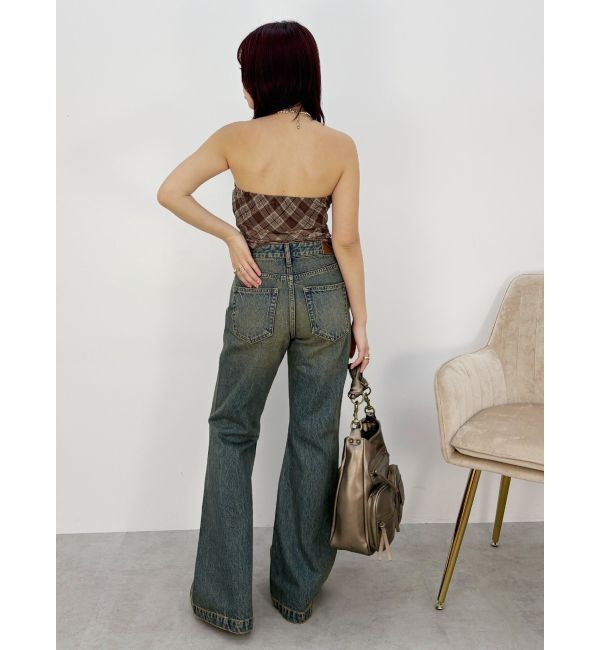 EVRIS「センターシームワイドフレアデニムパンツ」|デニム|