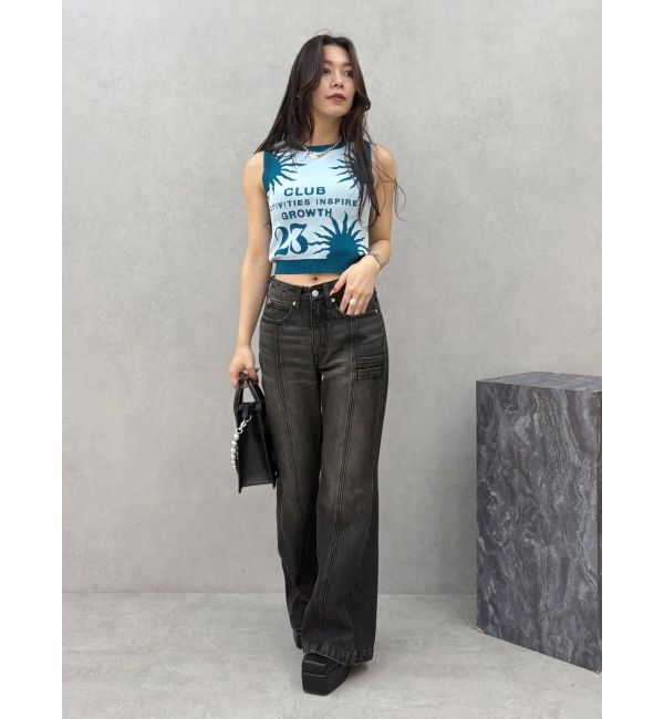 EVRIS「センターシームワイドフレアデニムパンツ」|デニム|