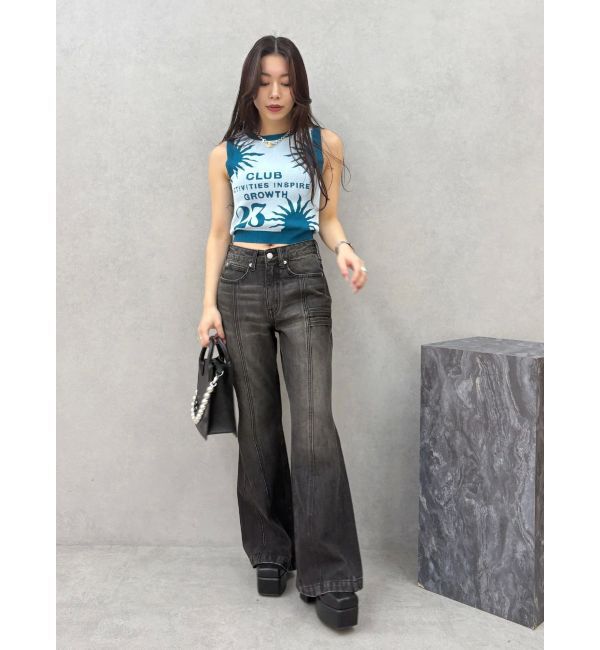 EVRIS「センターシームワイドフレアデニムパンツ」|デニム|