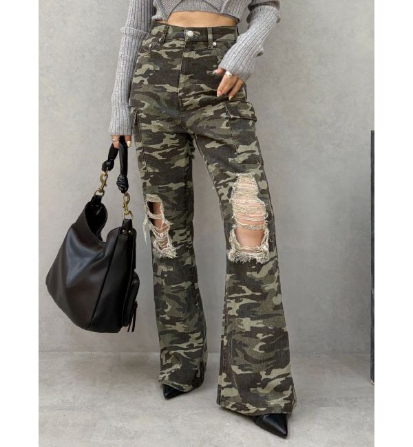 EVRIS「ダメージフレアパンツ」|その他|ミックス