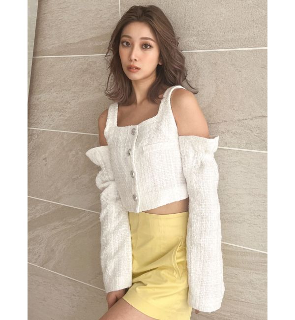 GYDA「フロントボタン2WAY FANCYTWEEDブラウス」|シャツ・ブラウス|