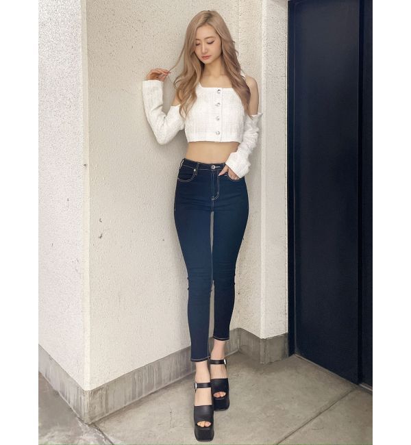 GYDA「フロントボタン2WAY FANCYTWEEDブラウス」|シャツ・ブラウス|