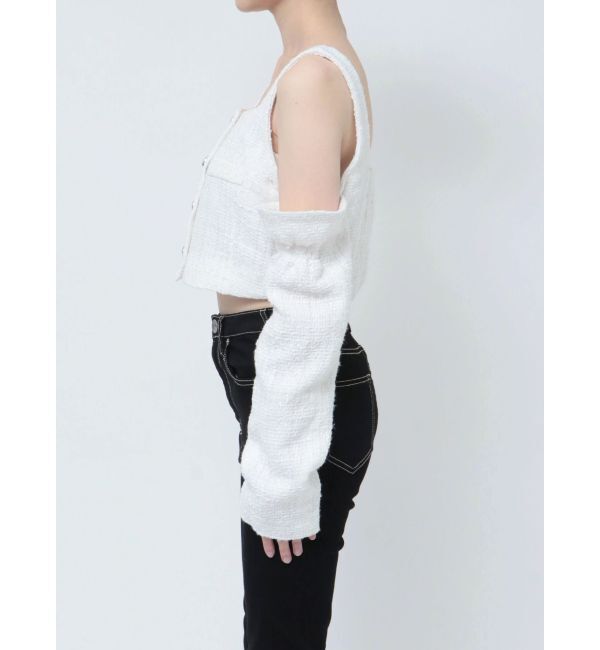 GYDA「フロントボタン2WAY FANCYTWEEDブラウス」|シャツ・ブラウス|