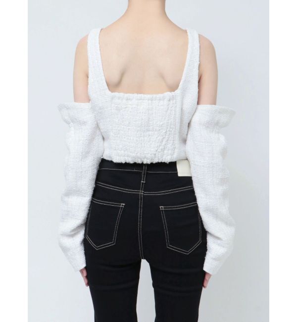 GYDA「フロントボタン2WAY FANCYTWEEDブラウス」|シャツ・ブラウス|