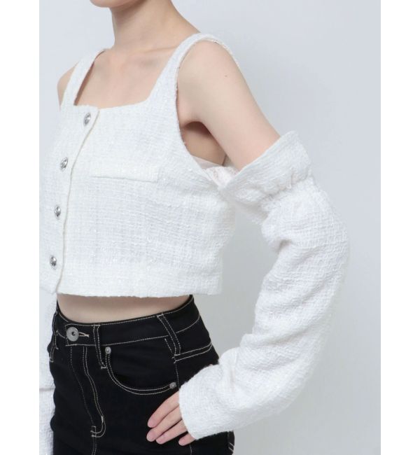 GYDA「フロントボタン2WAY FANCYTWEEDブラウス」|シャツ・ブラウス|