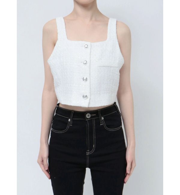 GYDA「フロントボタン2WAY FANCYTWEEDブラウス」|シャツ・ブラウス|