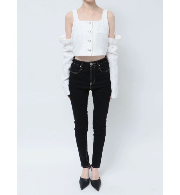 GYDA「フロントボタン2WAY FANCYTWEEDブラウス」|シャツ・ブラウス|