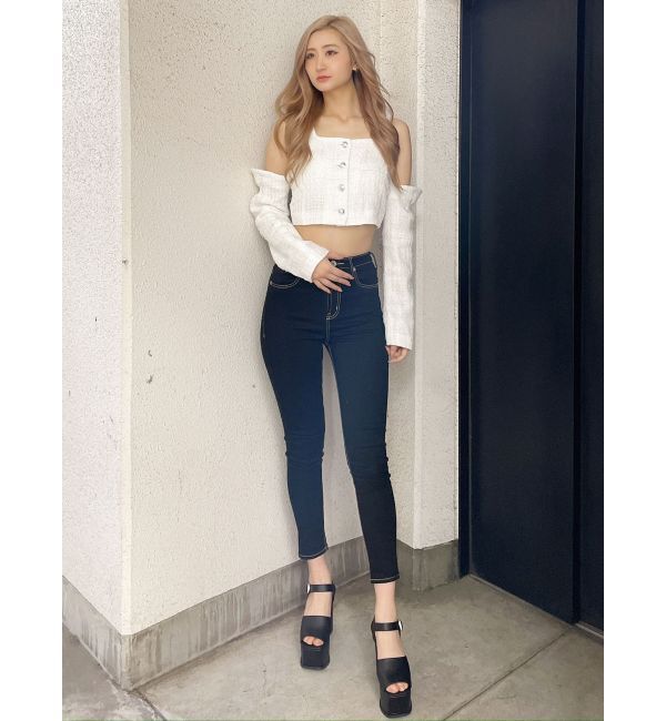 GYDA「フロントボタン2WAY FANCYTWEEDブラウス」|シャツ・ブラウス|