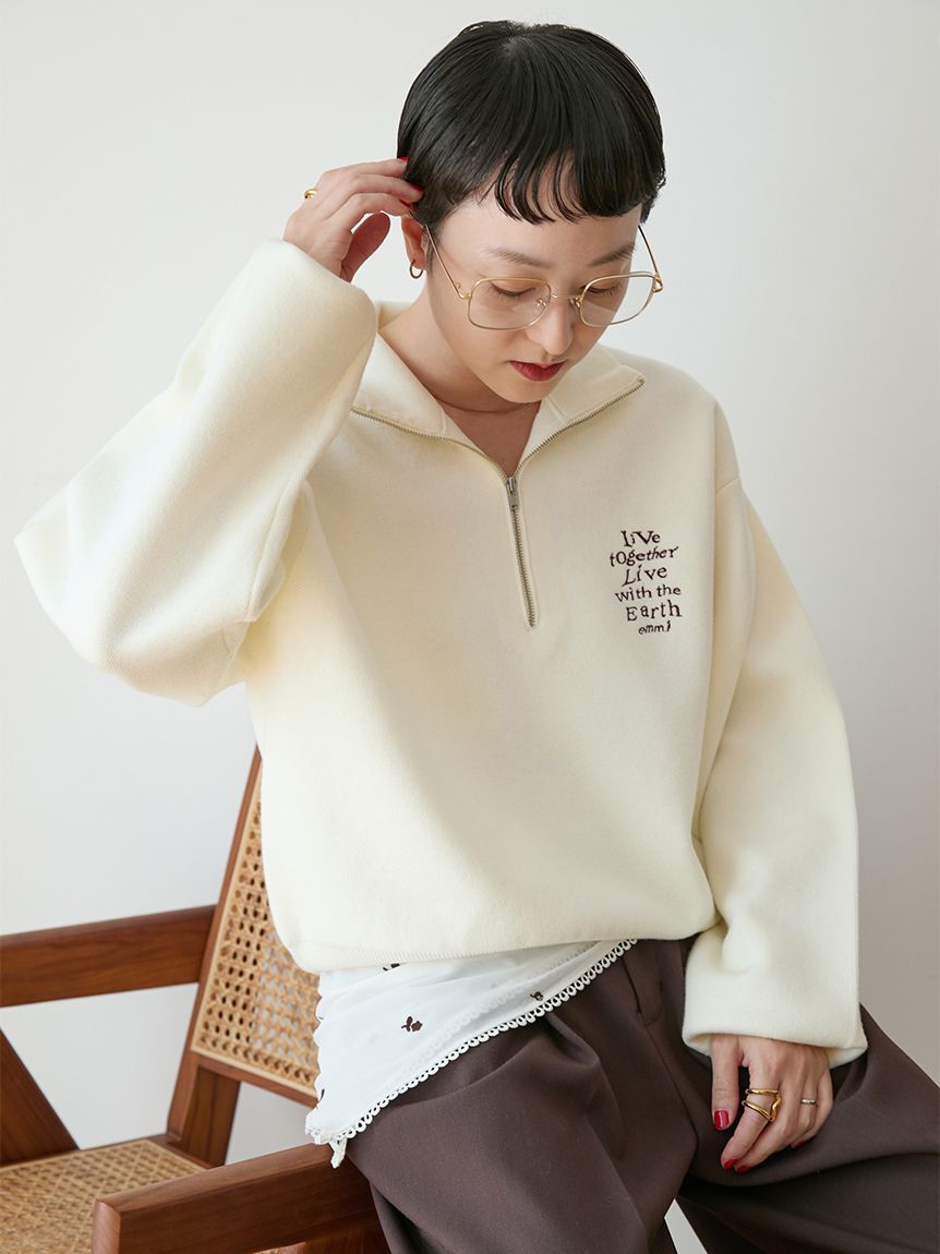 emmi atelier「【Global warming】ハーフジップニットトップス」|ニット・セーター|WHT