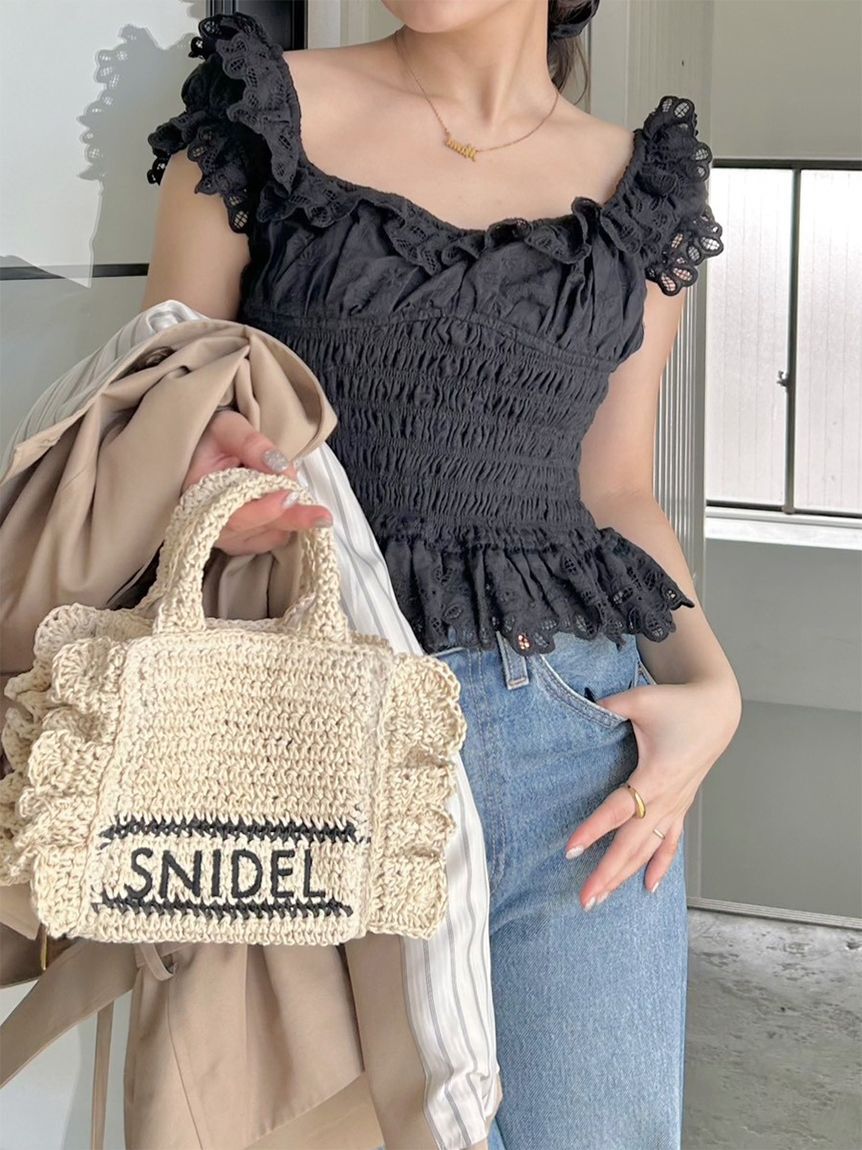 SNIDEL「コットンシャーリングブラウス」|シャツ・ブラウス|BLK