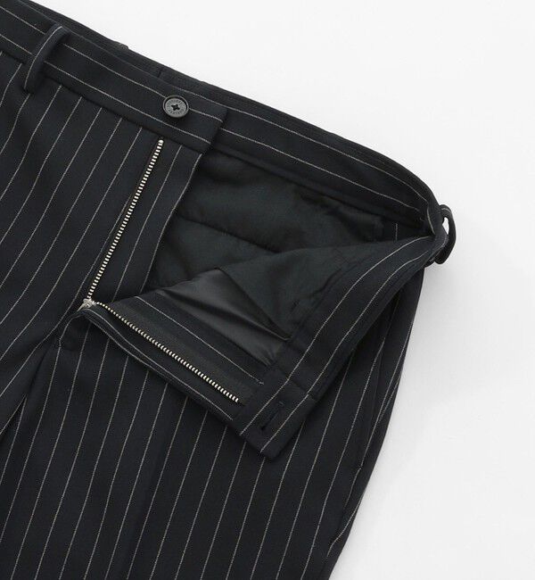  「シンセティックレザーコンビ ストライプスリムスラックス」|スラックス|