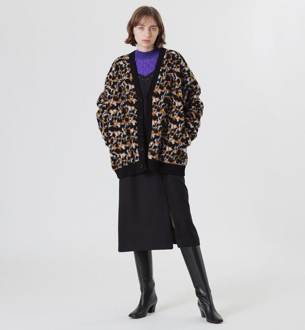  「【Safari12月号掲載】【UNISEX】レオパードボアコンビ ニットカーデ」|ニット・セーター|