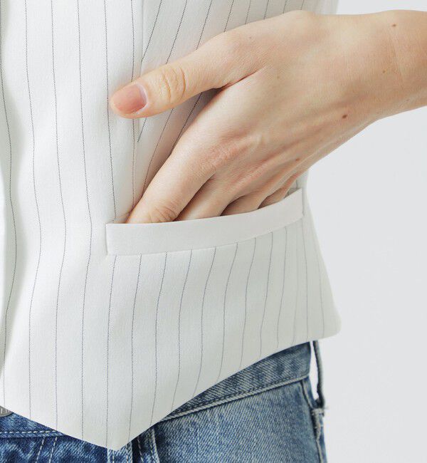  「【ウォッシャブル/セットアップ対応】ピンストライプベスト」|ベスト・ジレ|