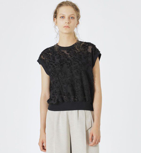  「カットジャカードシアートップス」|シャツ・ブラウス|ブラック