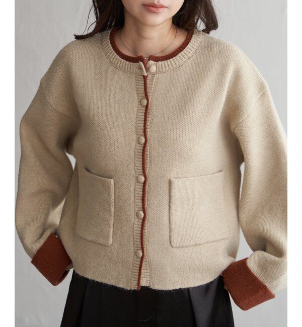 VENCE share style「アルパカタッチ配色カーディガン」|カーディガン|