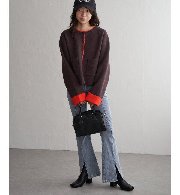 VENCE share style「アルパカタッチ配色カーディガン」|カーディガン|