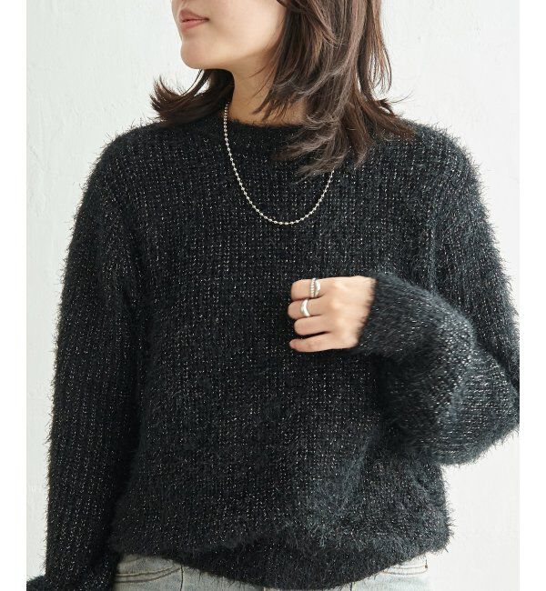 VENCE share style「6G片畦ラメシャギープルオーバー」|ニット・セーター|ブラック