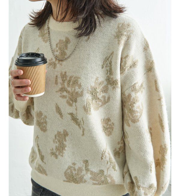 VENCE share style「フラワ－ジャガードプルオーバー」|ニット・セーター|オフホワイト
