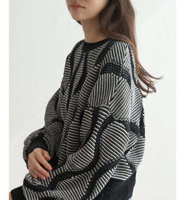 VENCE share style「5Gヒョウタン柄ジャガードプルオーバー」|ニット・セーター|