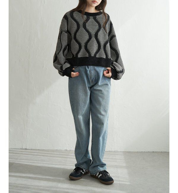 VENCE share style「5Gヒョウタン柄ジャガードプルオーバー」|ニット・セーター|