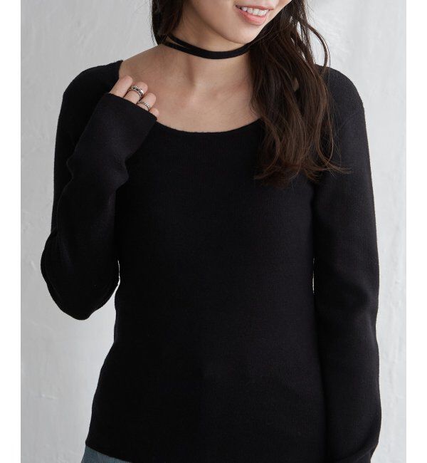 VENCE share style「チョーカー付き前後2WAYニット」|タンクトップ|ブラック