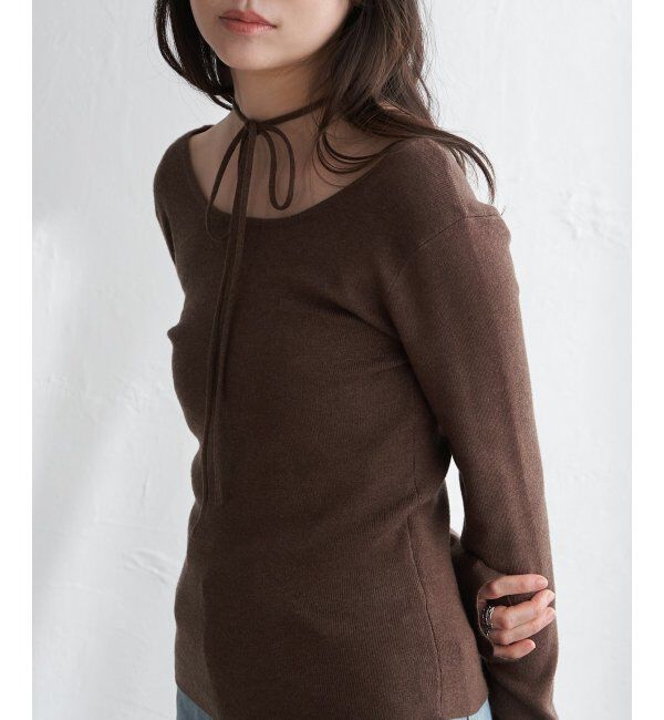 VENCE share style「チョーカー付き前後2WAYニット」|タンクトップ|ブラウン