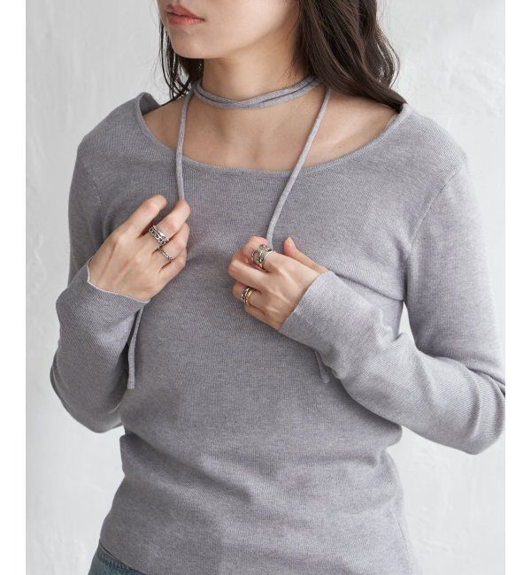 VENCE share style「チョーカー付き前後2WAYニット」|タンクトップ|モクグレー