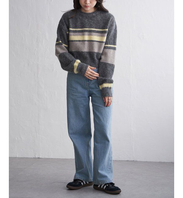 VENCE share style「ボーダークロッップドプルオーバー」|ニット・セーター|