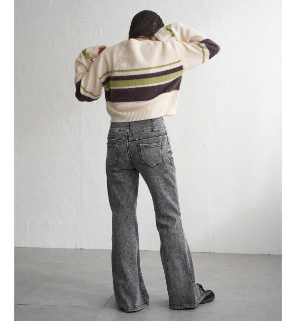 VENCE share style「ボーダークロッップドプルオーバー」|ニット・セーター|