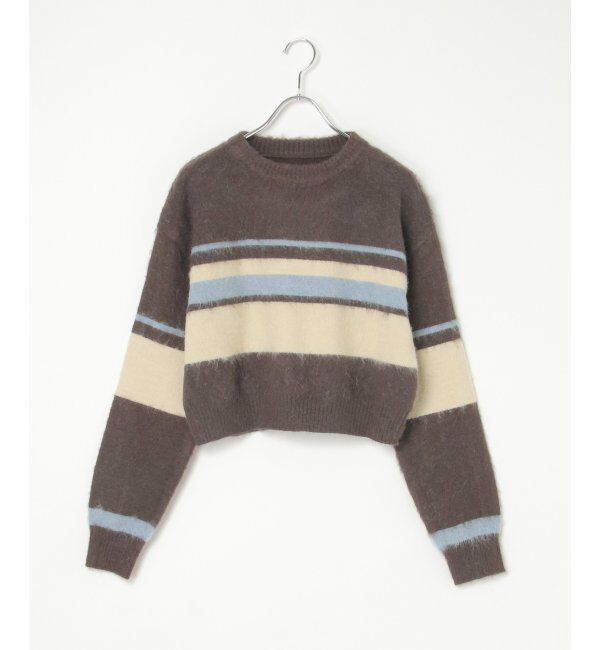 VENCE share style「ボーダークロッップドプルオーバー」|ニット・セーター|