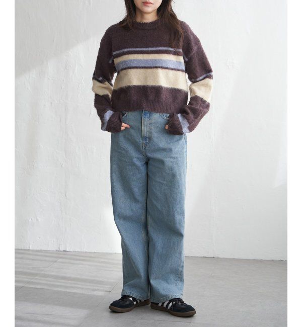 VENCE share style「ボーダークロッップドプルオーバー」|ニット・セーター|