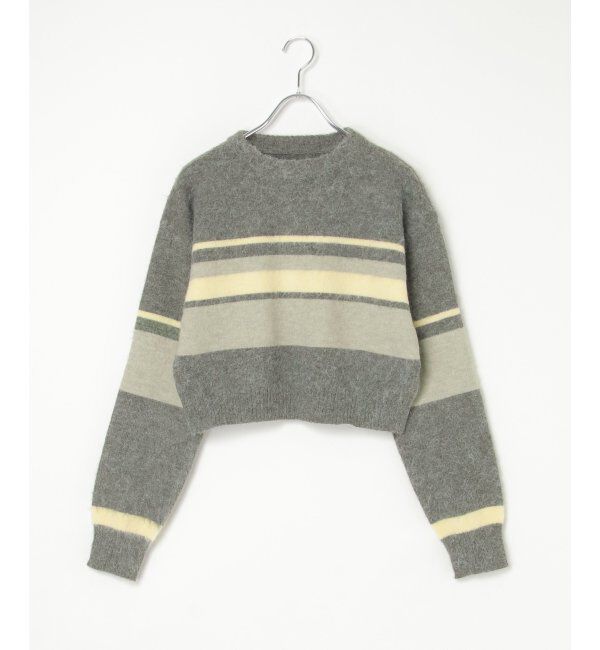 VENCE share style「ボーダークロッップドプルオーバー」|ニット・セーター|