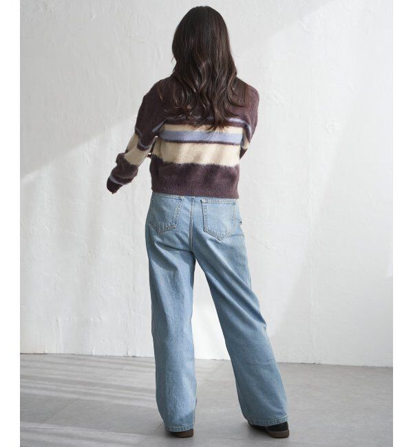 VENCE share style「ボーダークロッップドプルオーバー」|ニット・セーター|