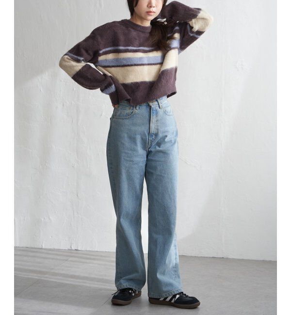 VENCE share style「ボーダークロッップドプルオーバー」|ニット・セーター|