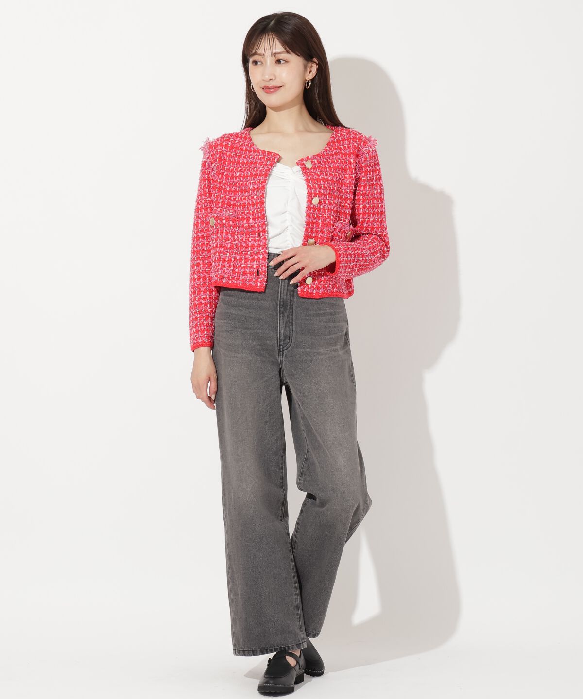 アンドクチュール「フリンジニットツイードカーディガン」|その他|