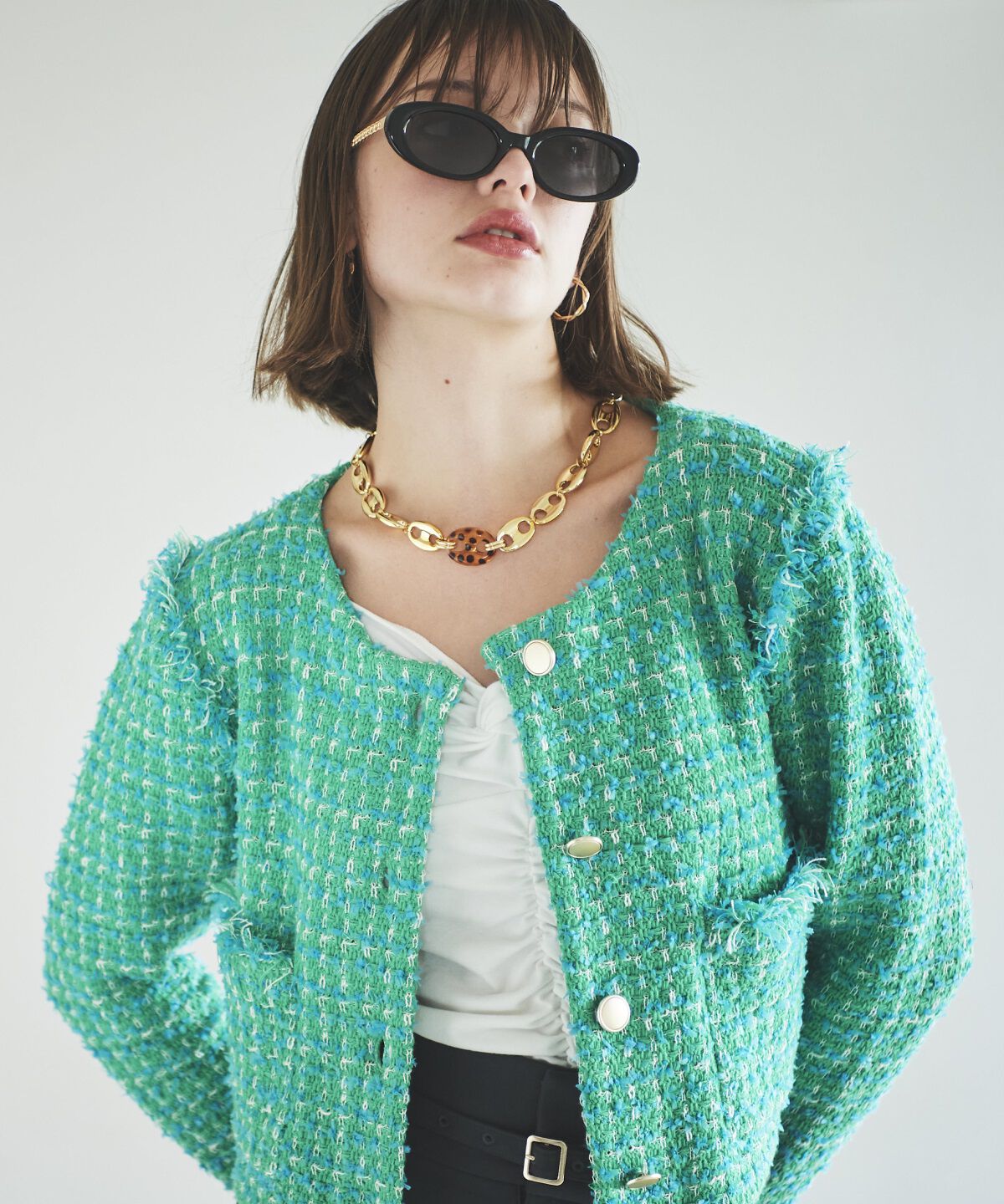 アンドクチュール「フリンジニットツイードカーディガン」|その他|