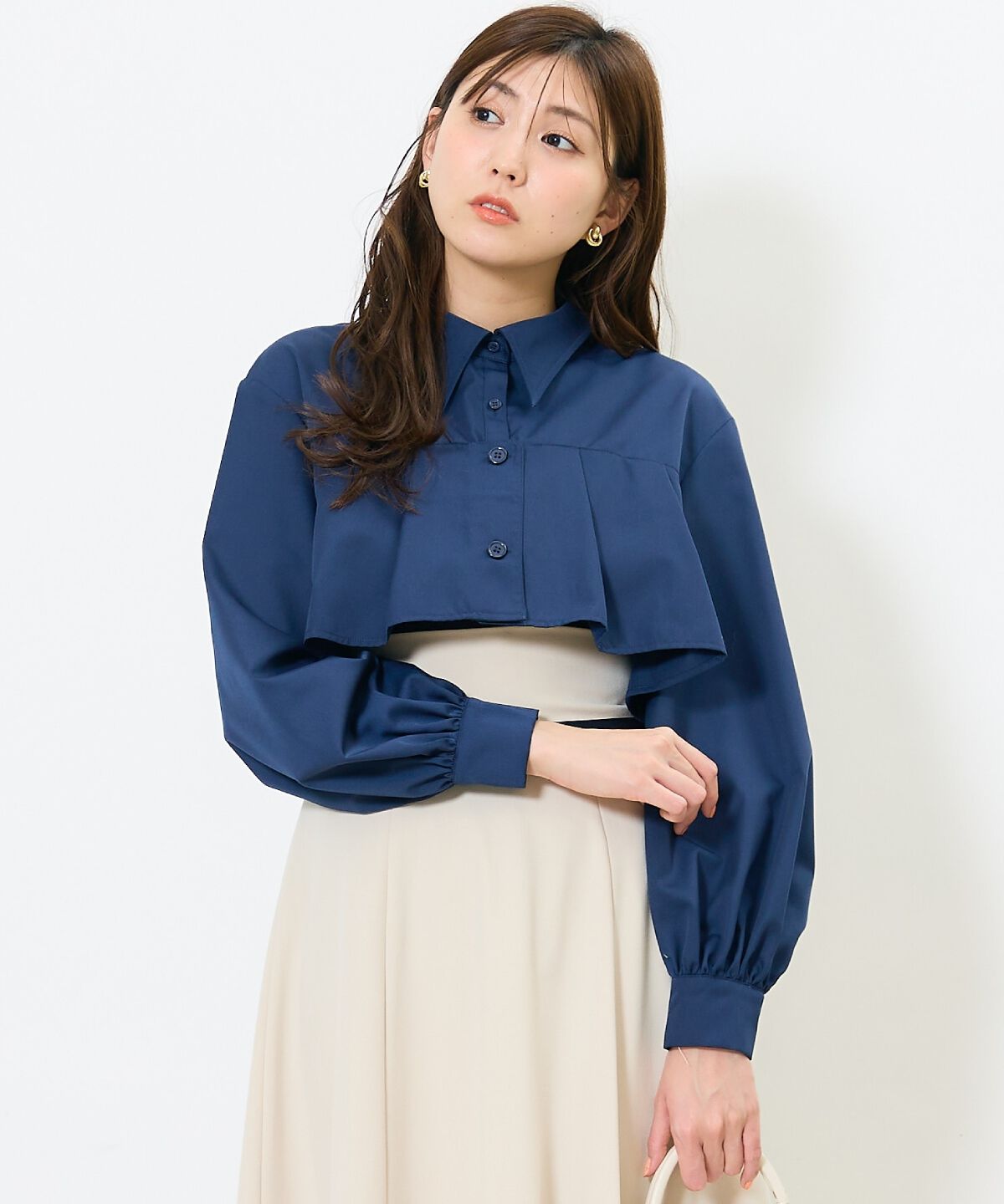 アンドクチュール「ヨークデザインタックシャツ」|シャツ・ブラウス|ネイビー